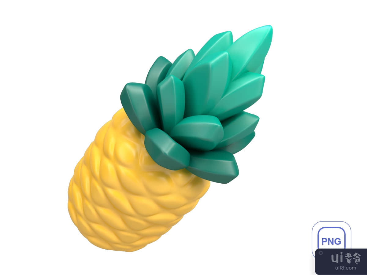 Icon 3d rendering elements fruit pineapple
