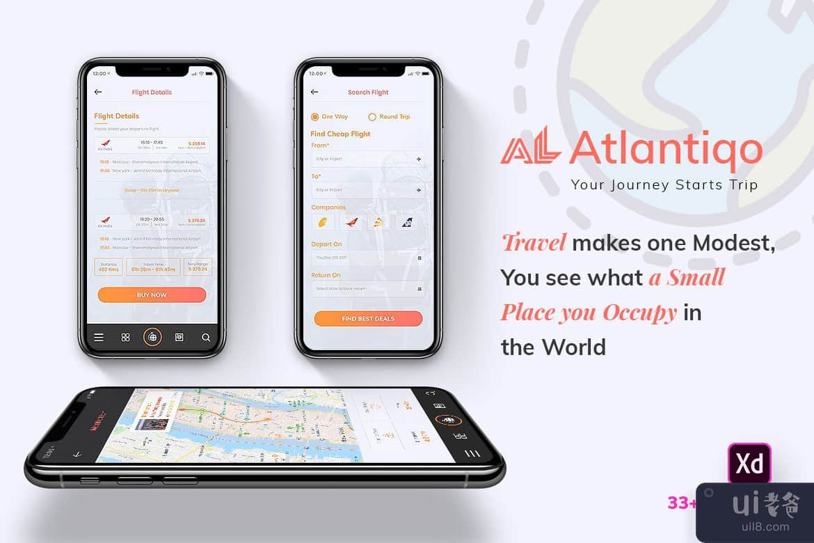Atlantigo-Travel & Flight Booking Mobile App UI Kit (XD)(Atlantigo-Travel & Flight Booking Mobile App UI Kit (XD))插图3