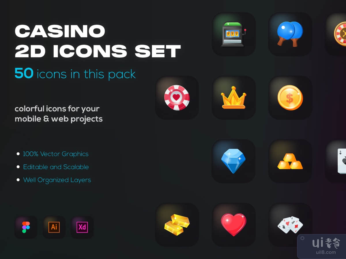 50 Cool Casino Flat Icons