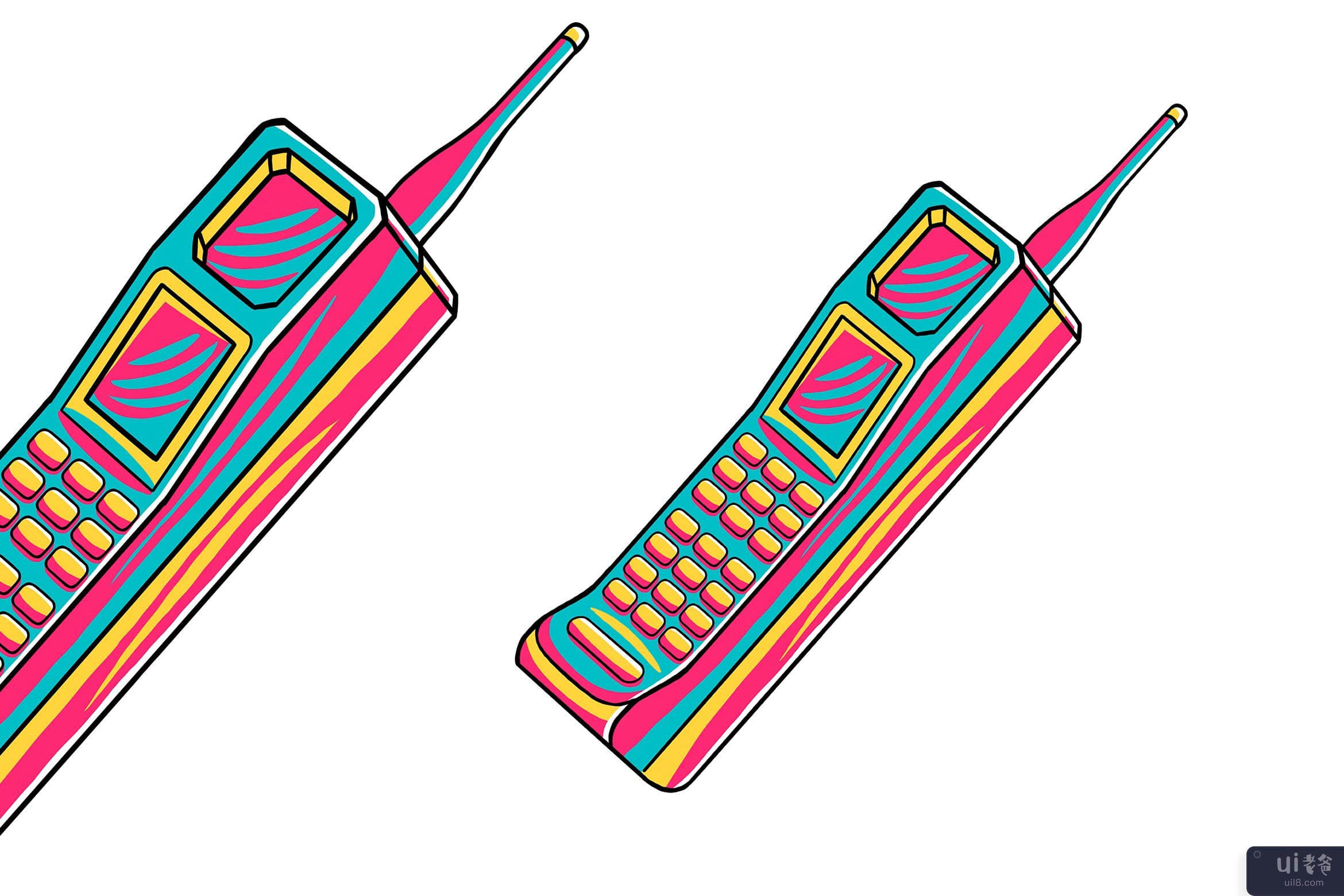 90 年代的氛围-手机矢量图(90's Vibe - Handphone Vector Illustration)插图2