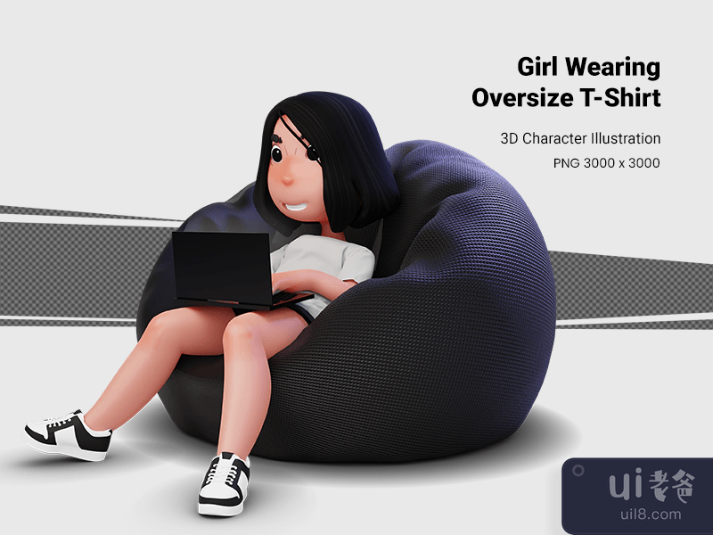 3D girl oversize