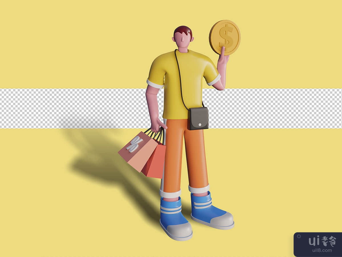 3d illustrations of Happy people are shopping in the store. Premium Psd