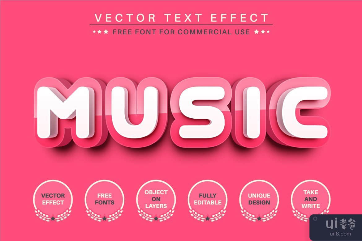 3D 粉色 - 可编辑文本效果，字体样式(3D Pink - Editable Text Effect, Font Style)插图5
