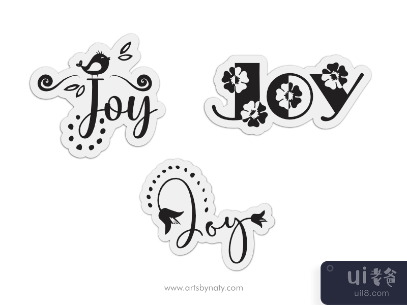 捆绑 Joy SVG 剪贴画插图。(Bundle of Joy SVG clipart illustrations.)插图2