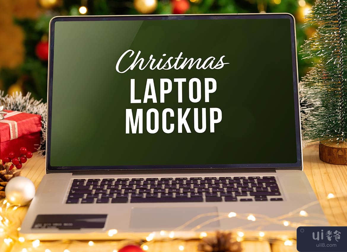 圣诞笔记本电脑、字母和框架样机(Christmas Laptop, Letter & Frame Mockup)插图5