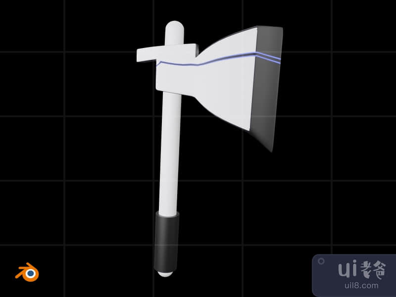 Axe Weapon - 3D Futuristic game equipment (front)