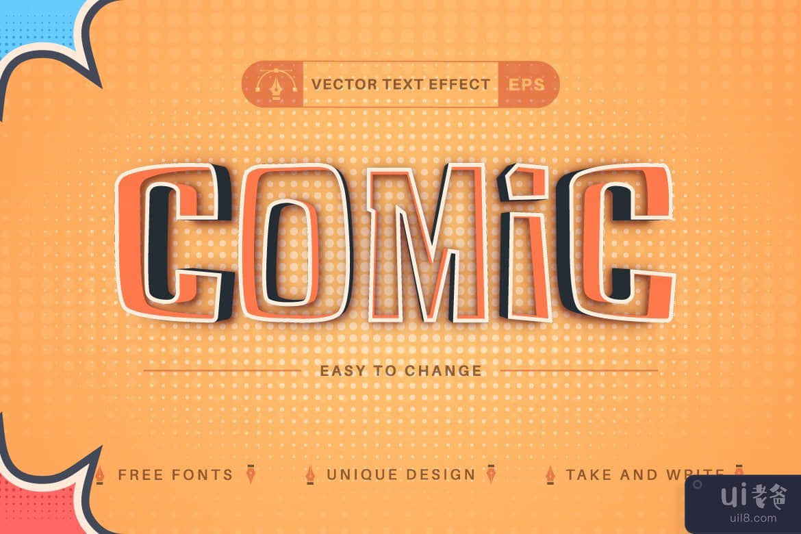 Comic Stroke - 可编辑的文本效果，字体样式(Comic Stroke - Editable Text Effect, Font Style)插图5
