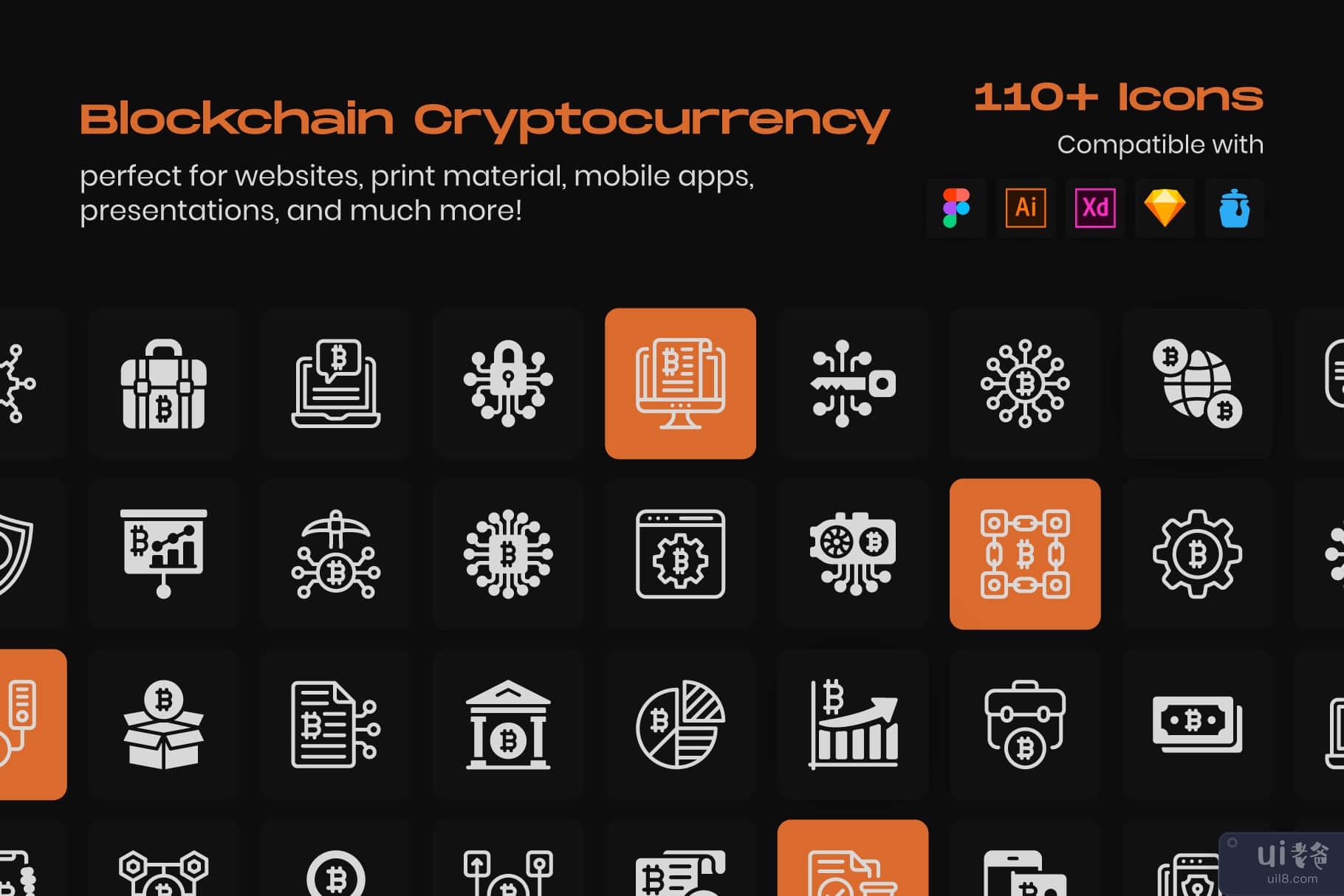 比特币技术线性图标(Bitcoin Technology Linear Icons)插图8