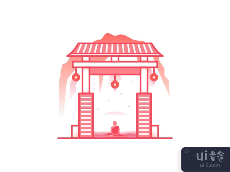 Chinese buddha gate illlustration vector