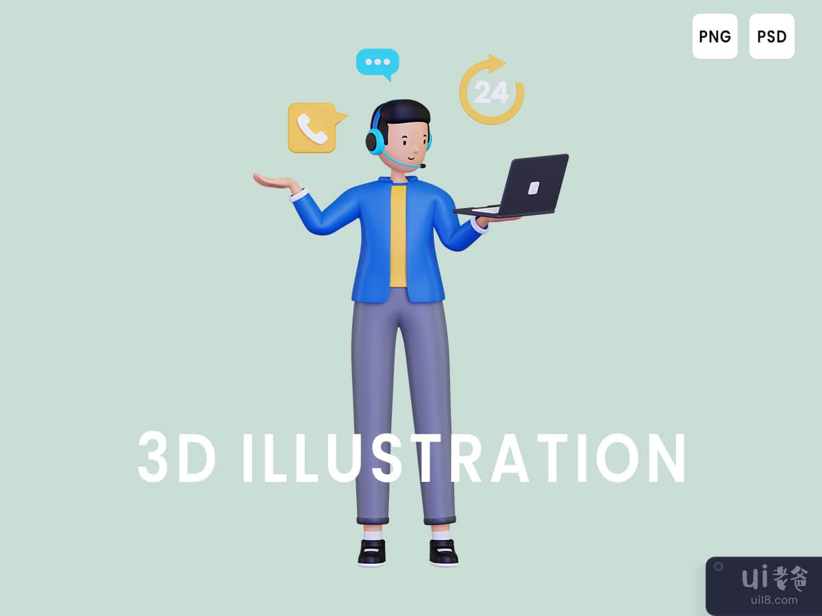 Call center operator 3D Illustration