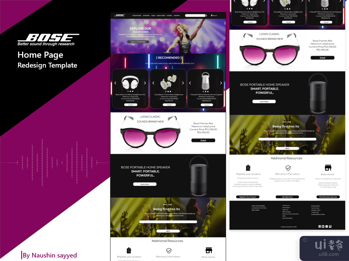 Bose Corporation audio equipment Homepage Redesign