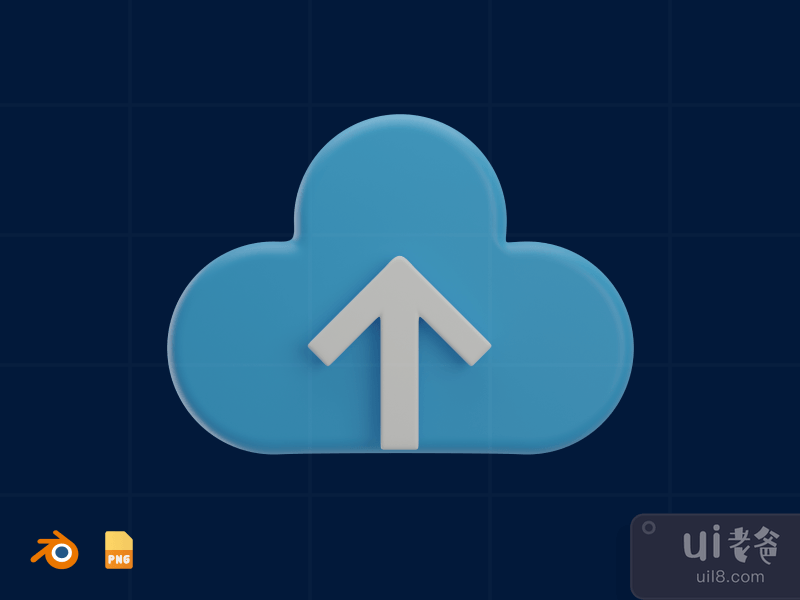 Cloud Upload - 3D SEO Illustration (front)
