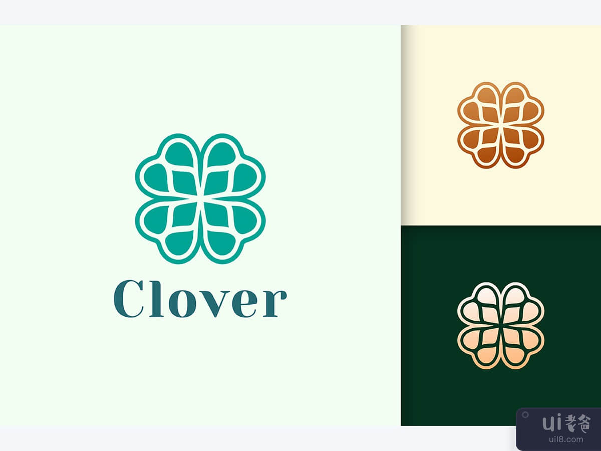 Clover Leaf Logo in Abstract Shape