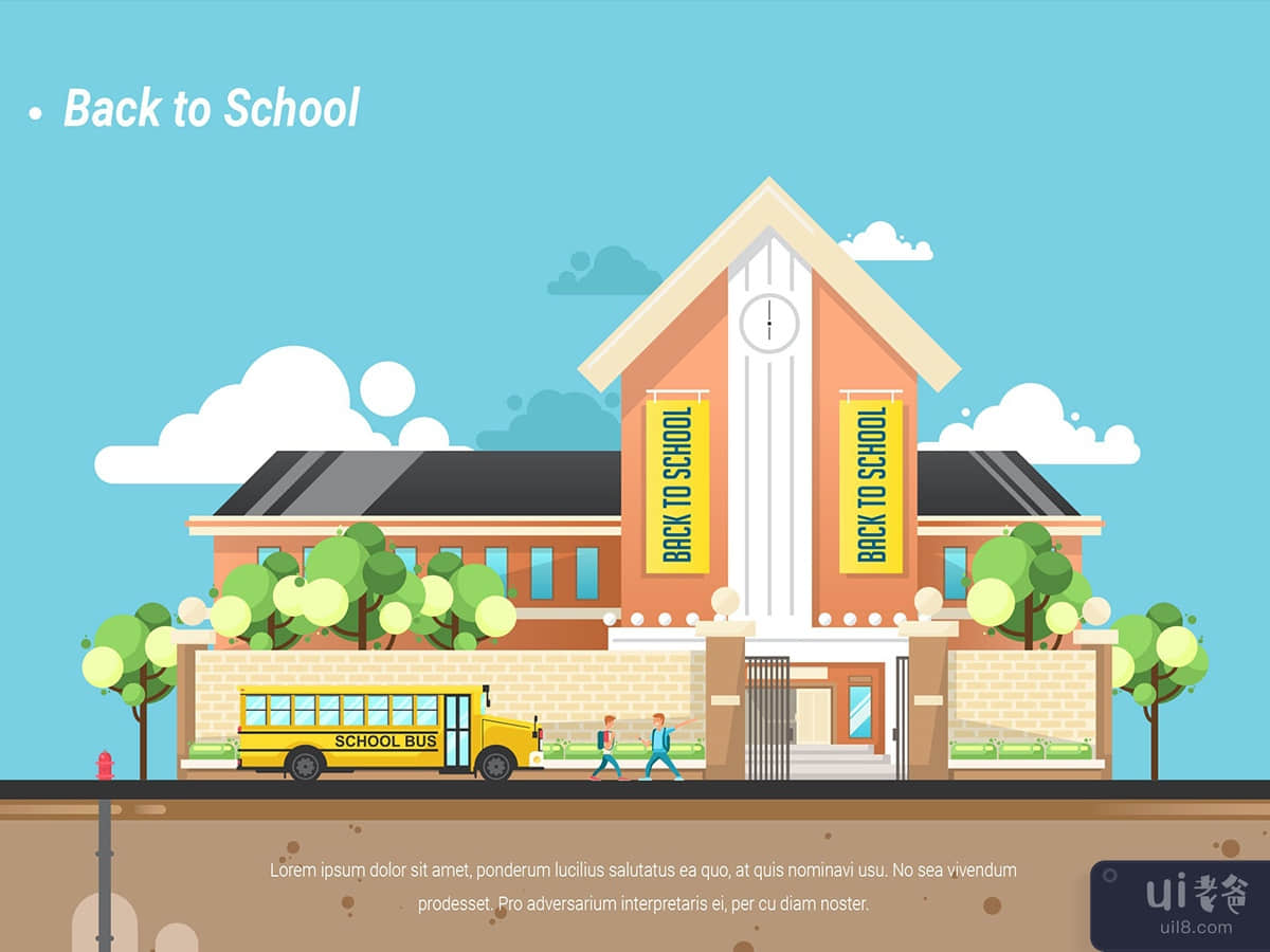 Back to School - Vector Landscape & Building