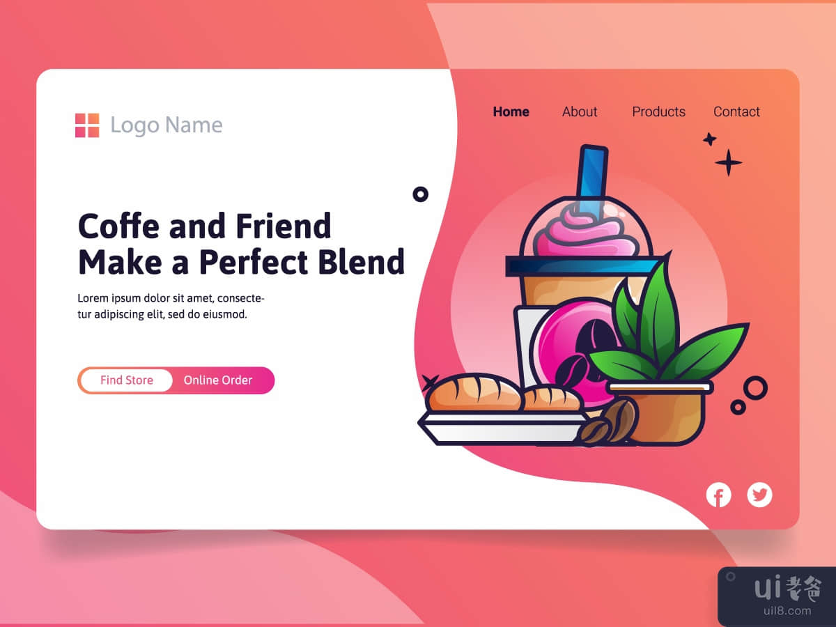 Coffee with Friend Make a Perfect Blend Landing Page Concept 