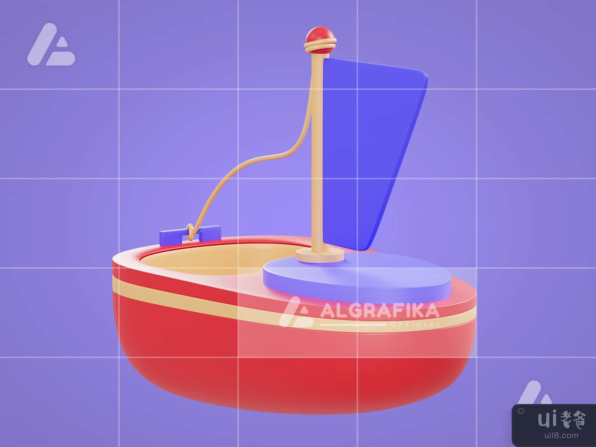 3d illustration sailing boat object
