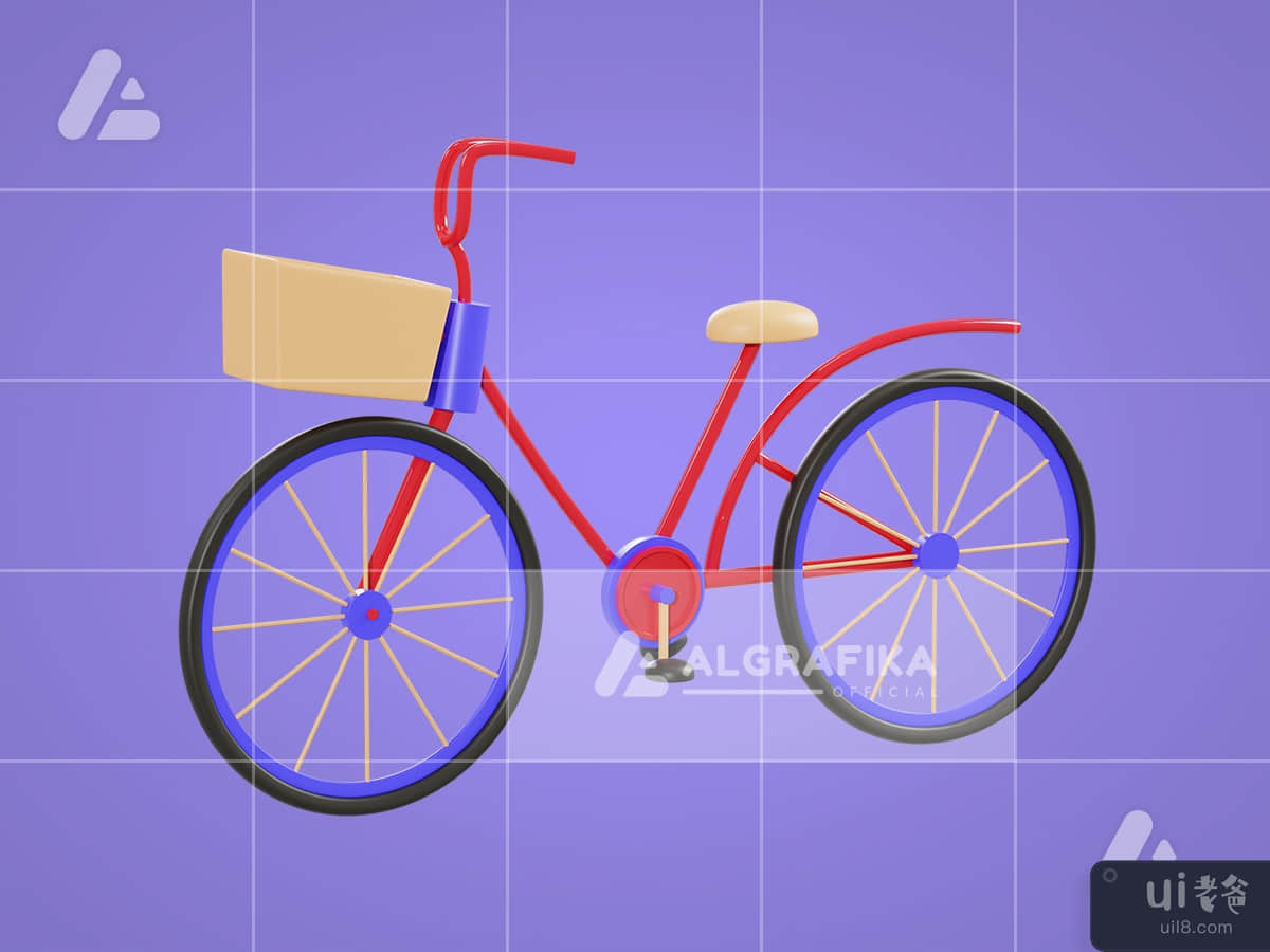 3d illustration bicycle with basket object