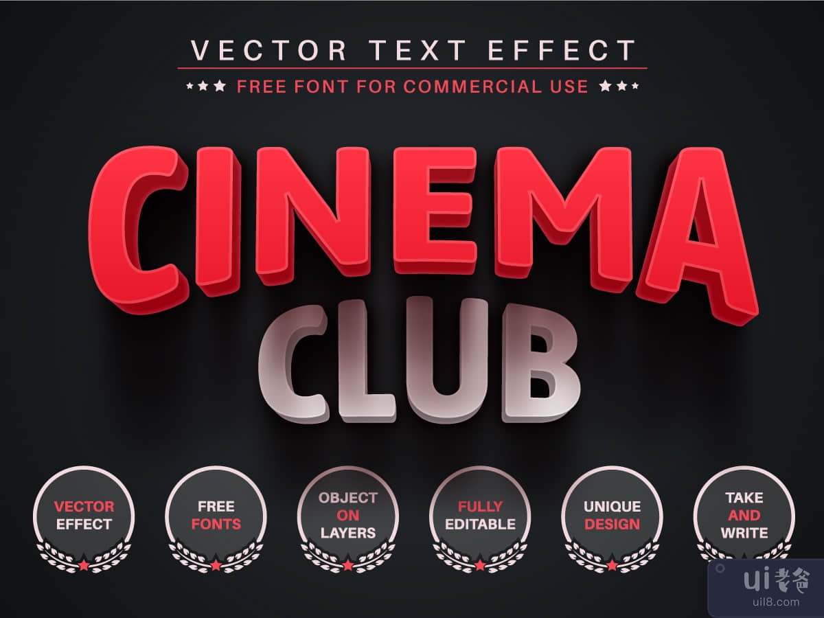 Cinema Club - Editable Text Effect, Font Style