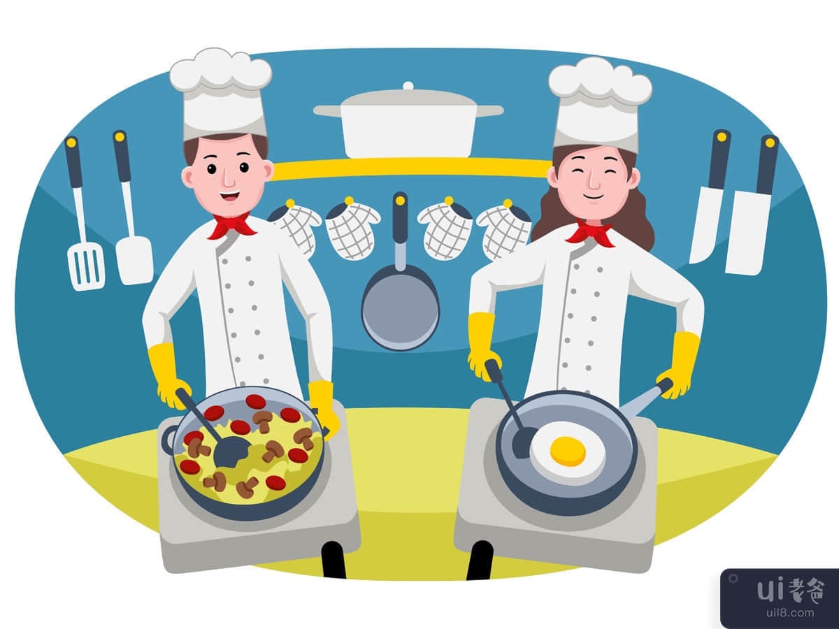 Chefs Couple Profession Vector Illustration