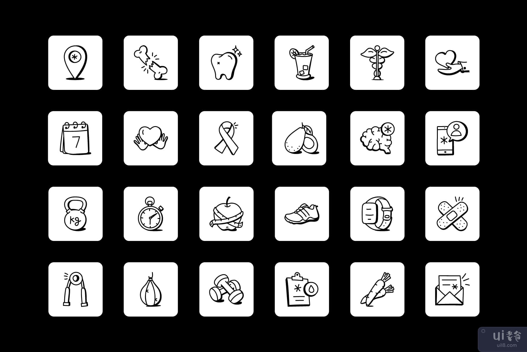 50 涂鸦世界卫生日矢量图标(50 Doodle World Health Day Vector Icons)插图5