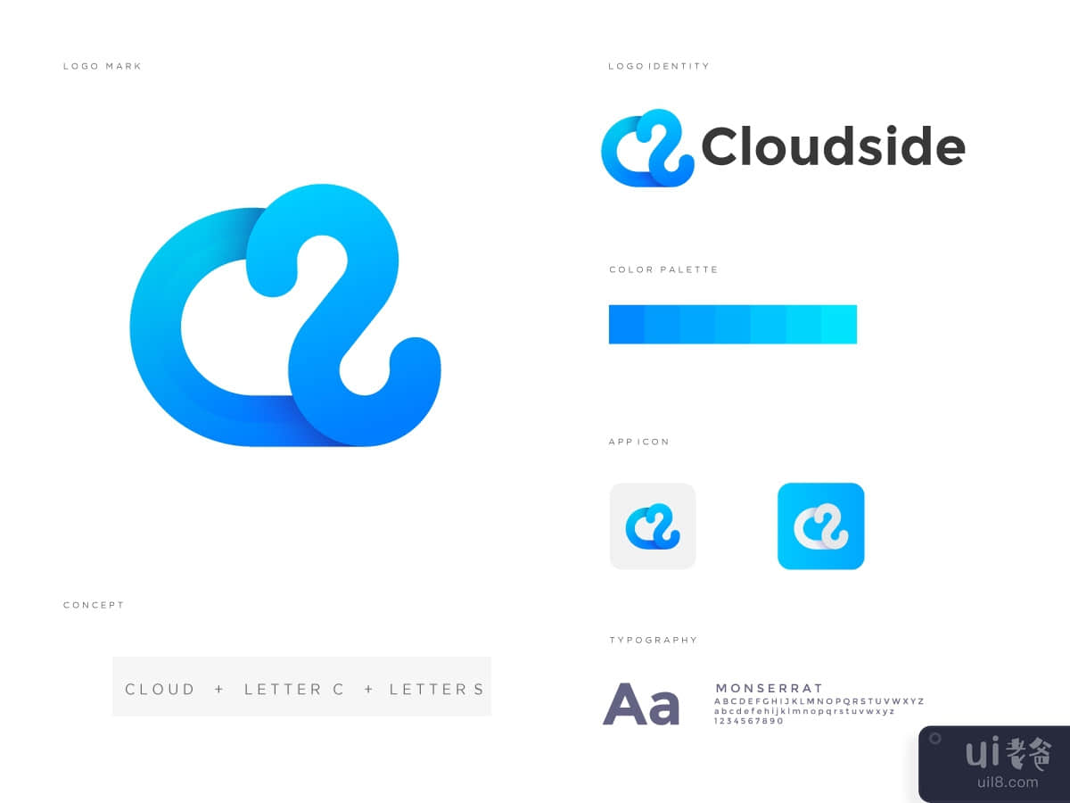 cloudside modern logo design 