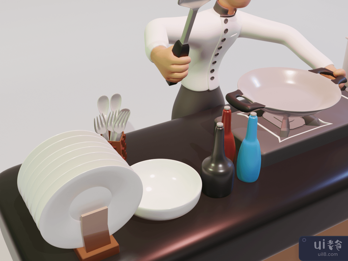 3D 插图厨师(3D Illustration chef)插图2