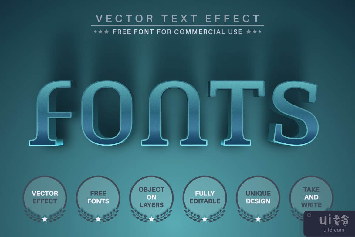 Blue Titan - 可编辑的文字效果，字体样式(Blue Titan - Editable Text Effect, Font Style)插图6
