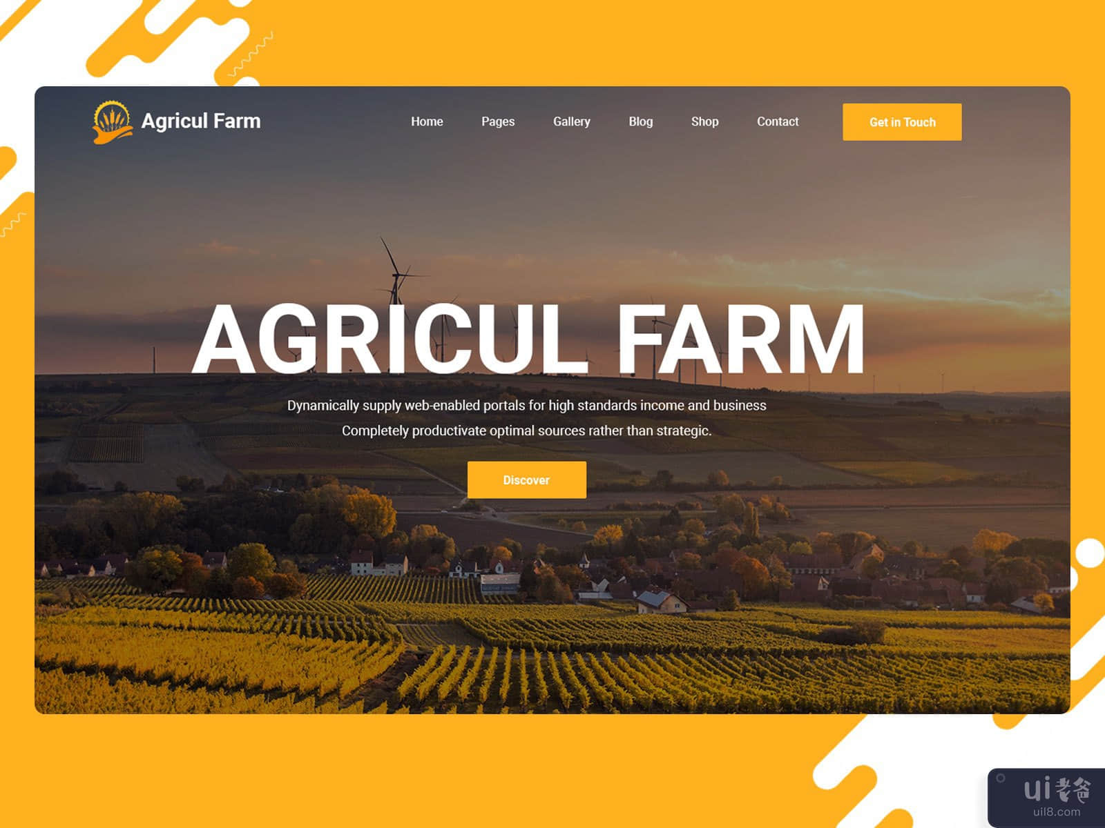 Agriculture Hero Header Landing Page Design.