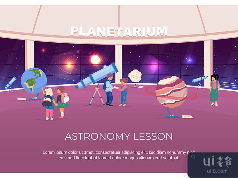 Astronomy lesson poster flat vector template