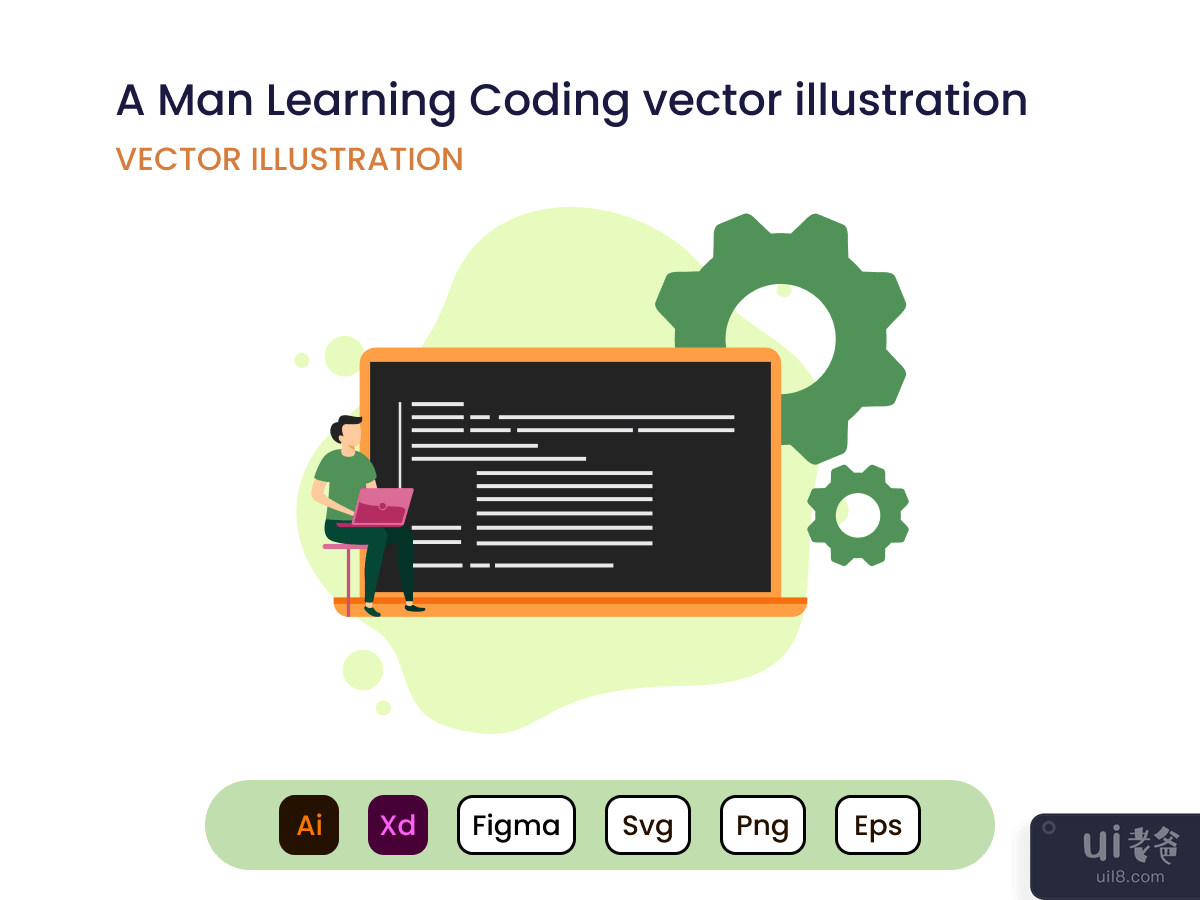 A Man Learning Coding concept