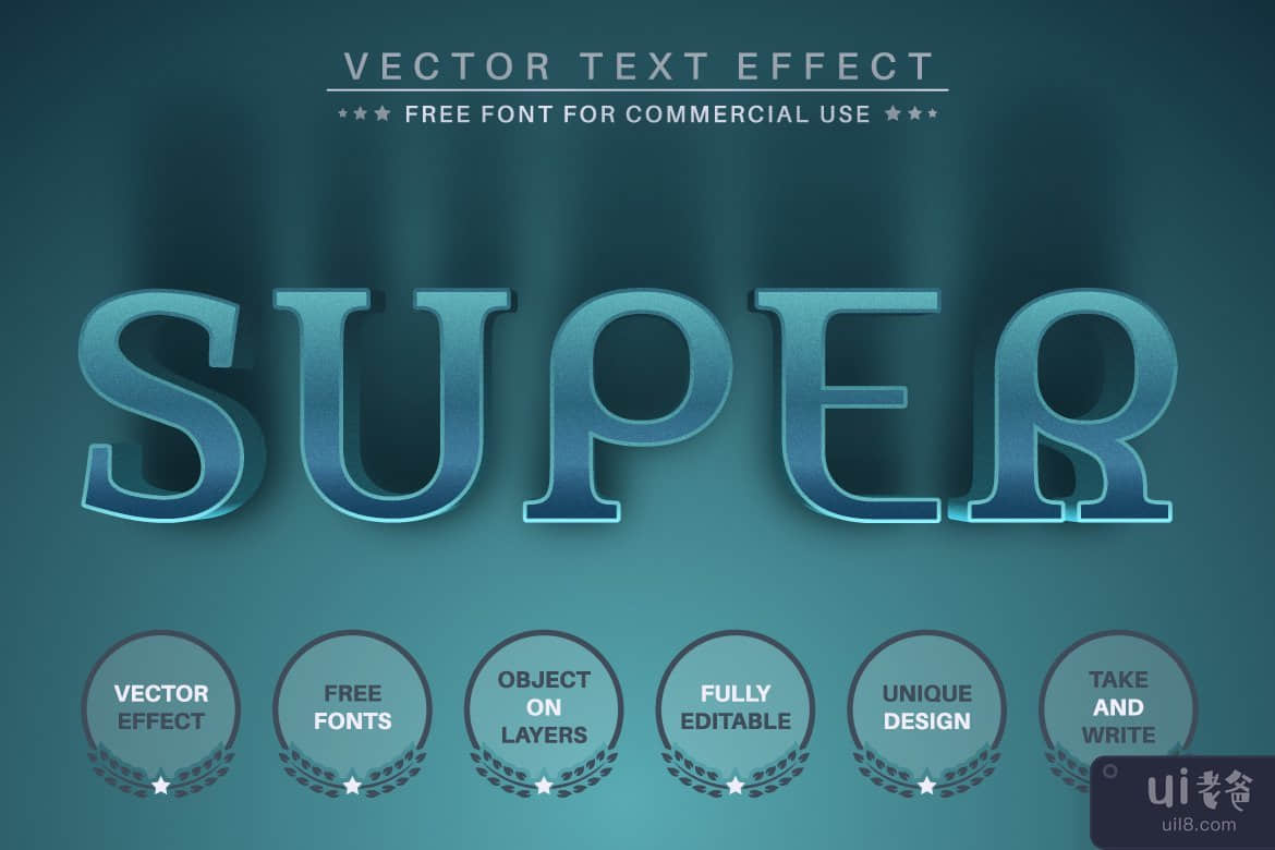 Blue Titan - 可编辑的文字效果，字体样式(Blue Titan - Editable Text Effect, Font Style)插图5