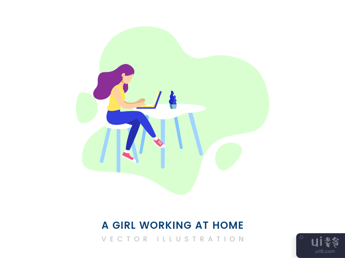 A girl working at home concept