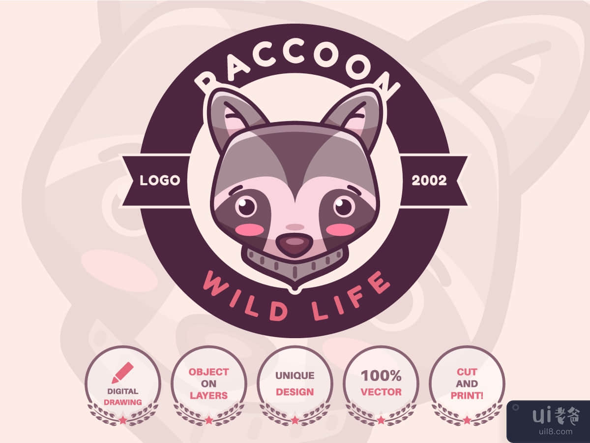 Cartoon Character Animal Raccoon - Logotype