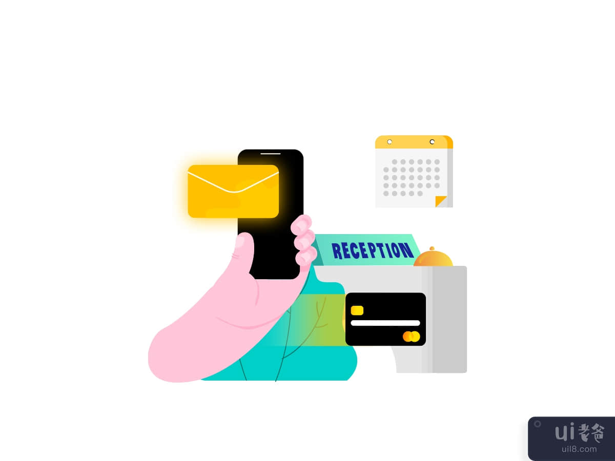 Booking and Payment on Phone - Illustration