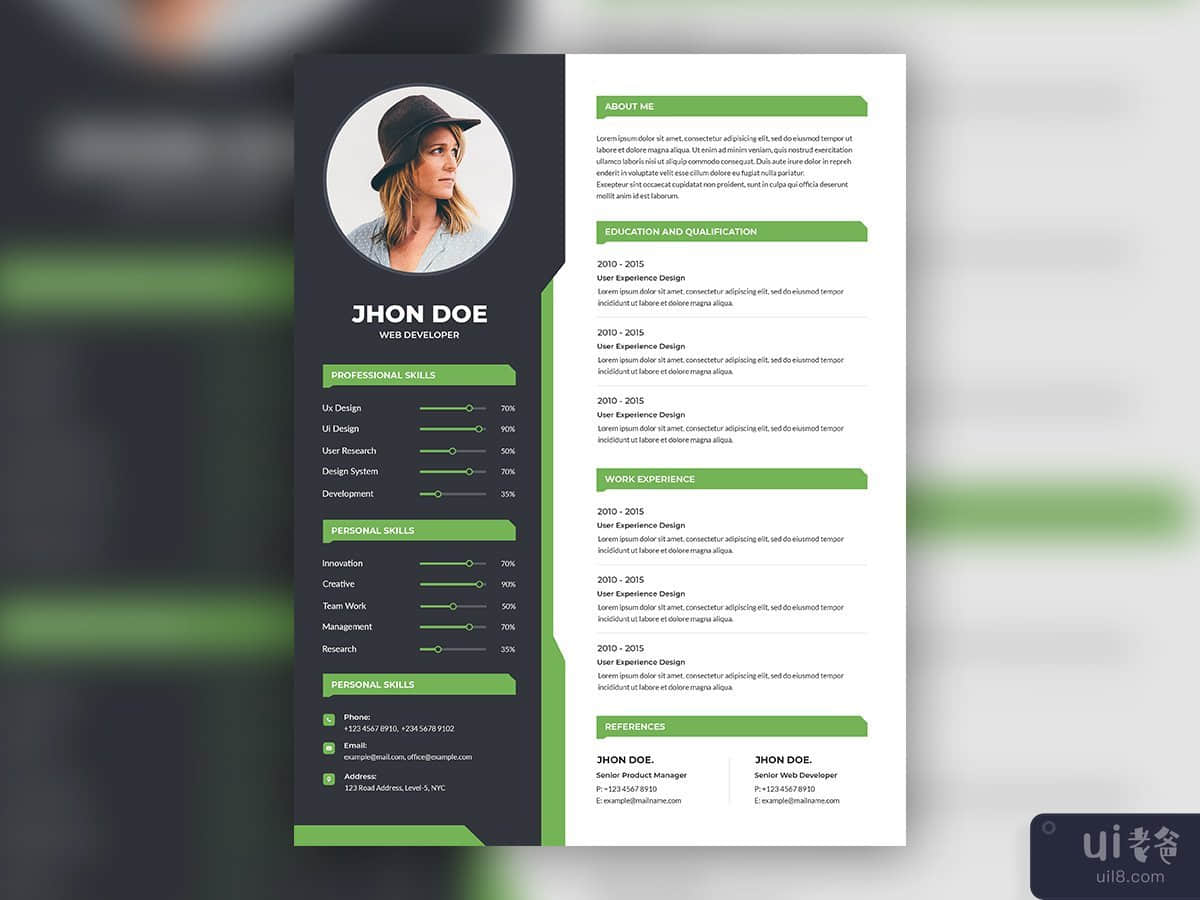 Abstract curriculum vitae template with photo