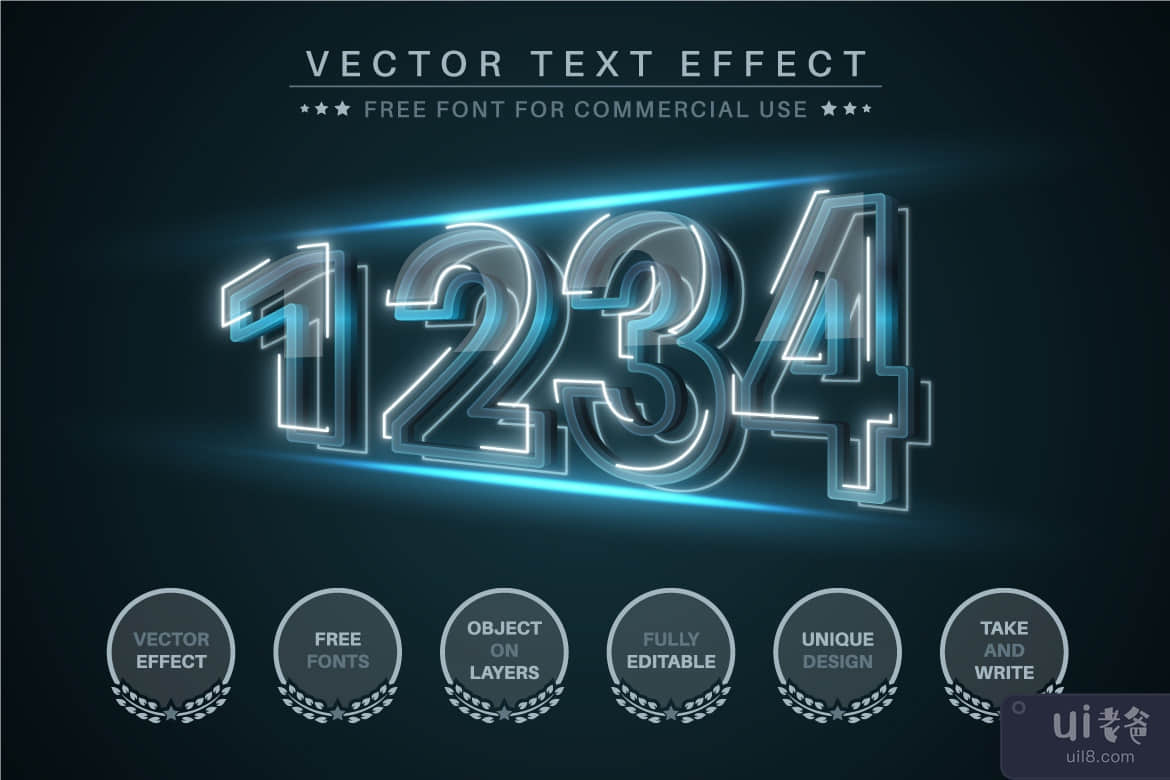 Blue Flash - 可编辑的文本效果，字体样式(Blue Flash - Editable Text Effect, Font Style)插图2