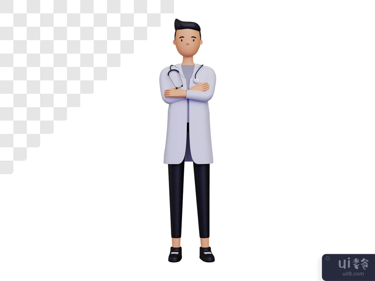 3d male doctor character with stethoscope