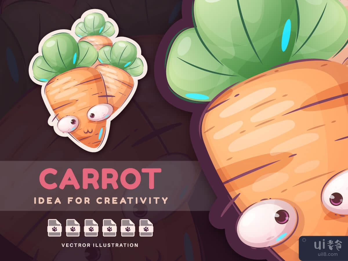 Cartoon Character Carrot - Sticker