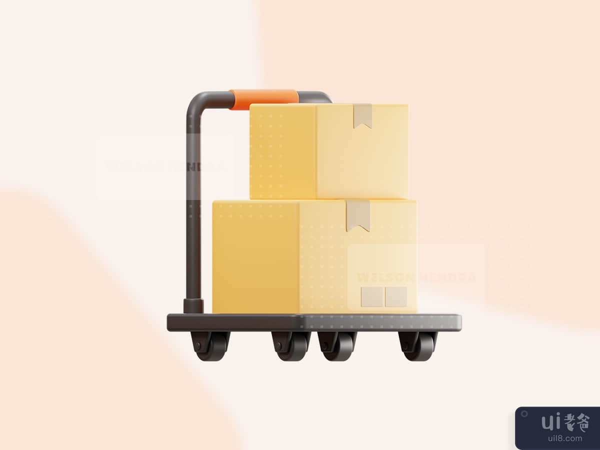 Box trolley - Delivery 3D Illustration Pack