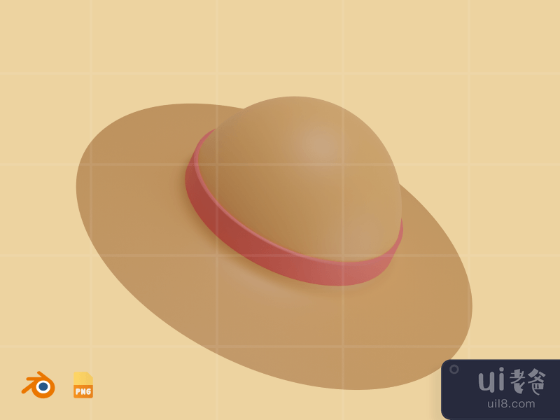 Beach Hat - 3D Travel & Holiday Illustration Pack