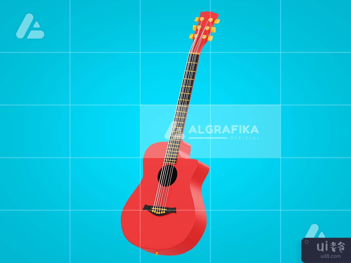 3d illustration acoustic guitar object