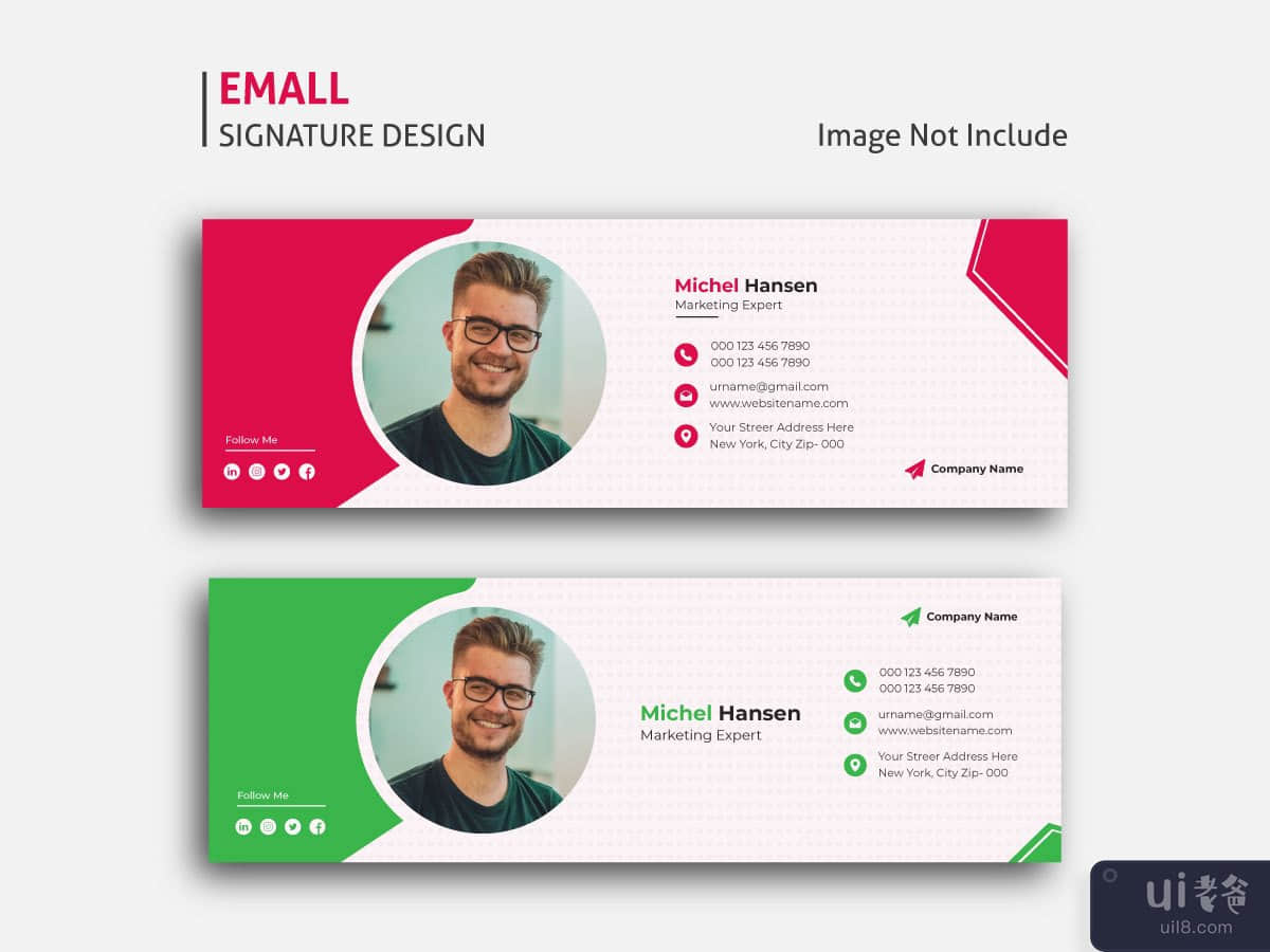 Business email signature template design or email footer