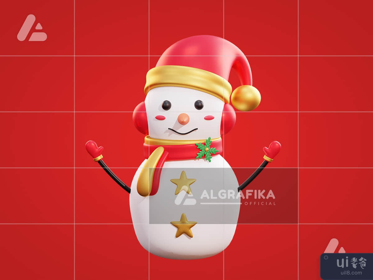 3d christmas snowman wearing headphone