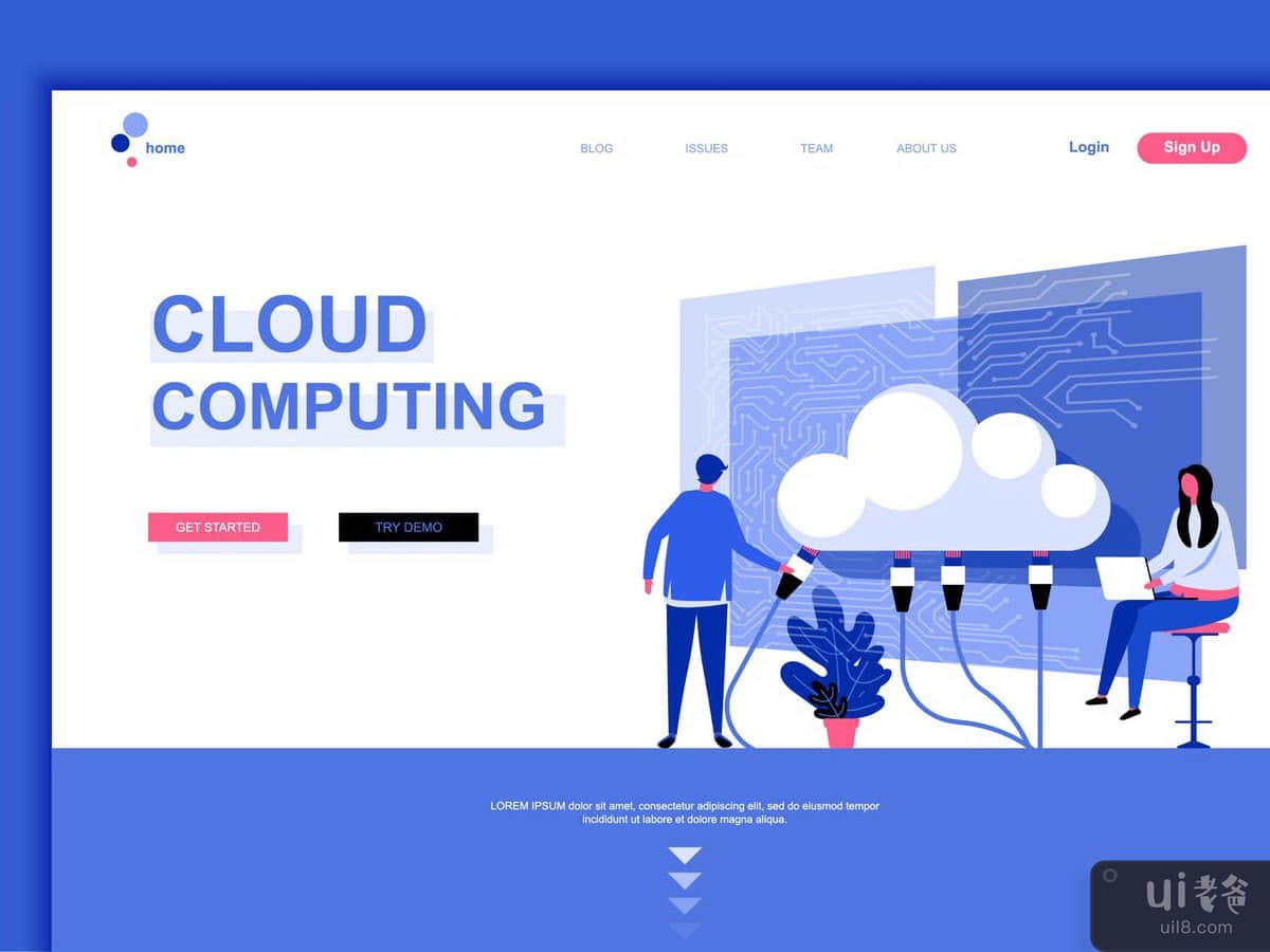Cloud Computing Flat Landing Page Template