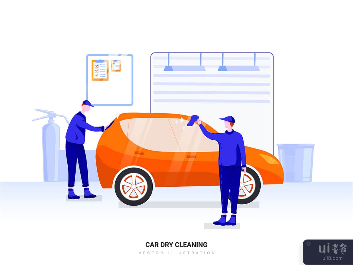Car Dry Cleaning Vector Illustration