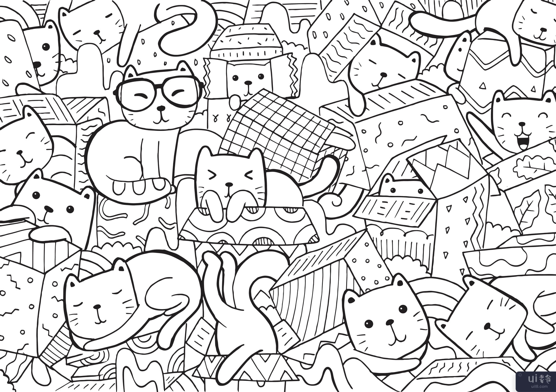 猫和盒子涂鸦(Cat and Box Doodle)插图2
