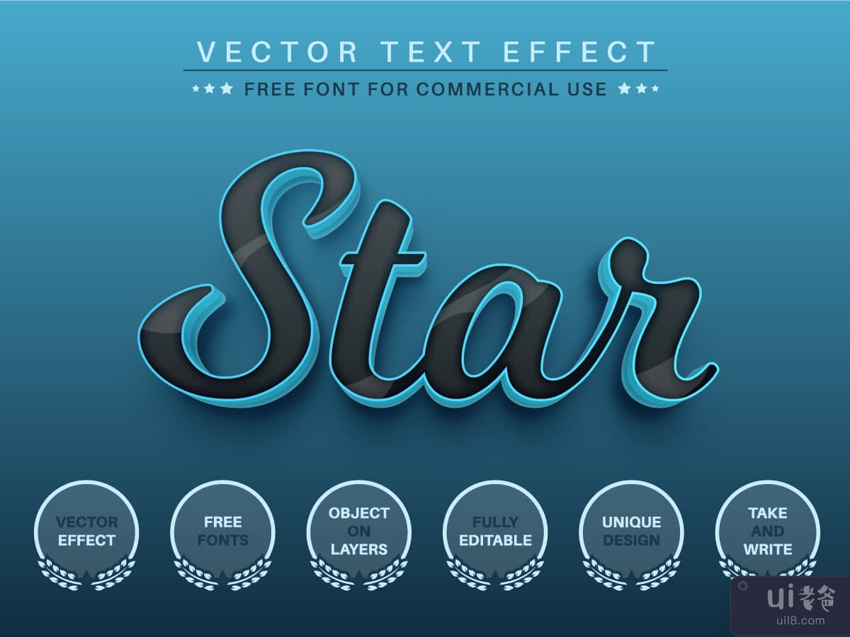 Black Star - Editable Text Effect, Font Style