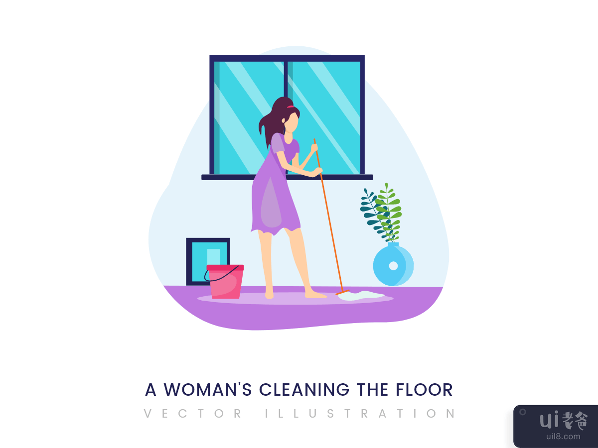 一个女人在擦地板(A woman's cleaning the floor)插图2
