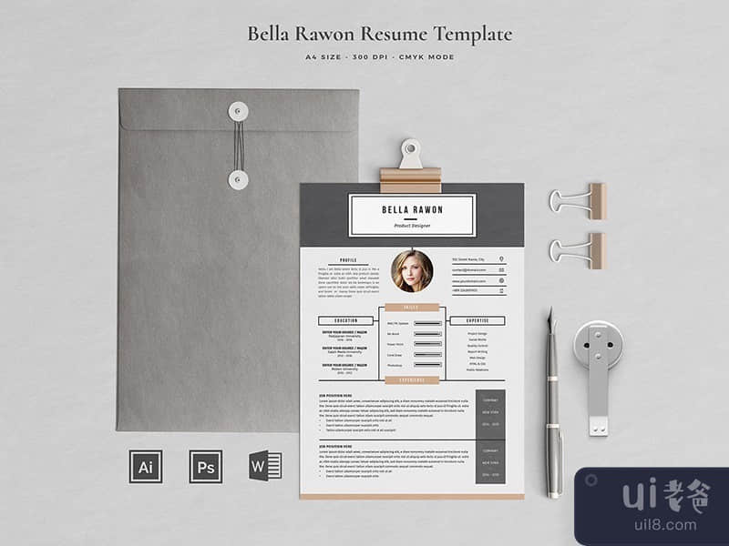 创意贝拉简历模板(Creative Bella Resume Template)插图1