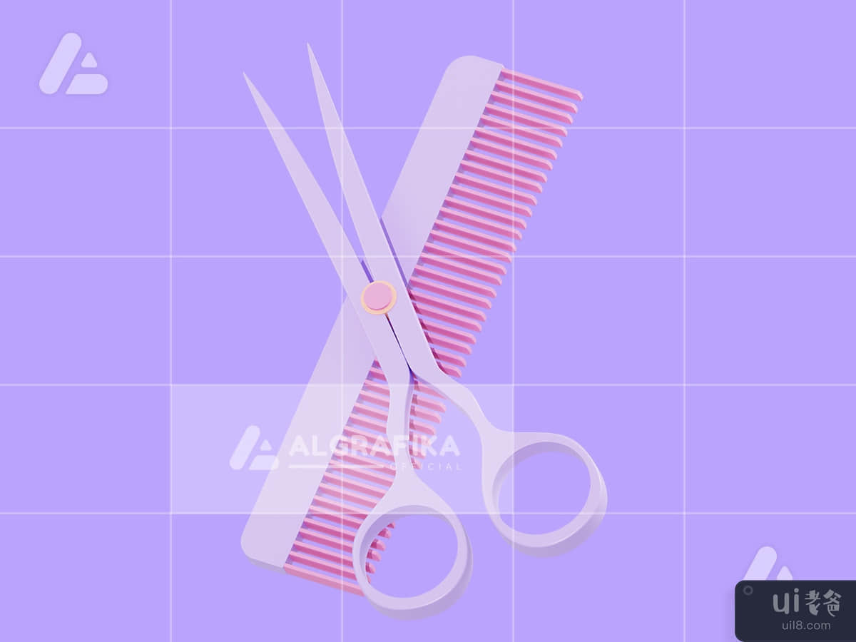 3d illustration hair salon object